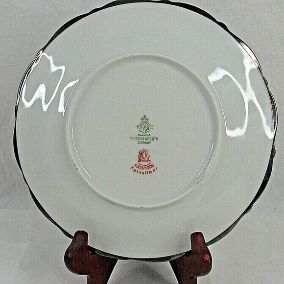 Germany Sandwich Dessert Plates Bavaria Blue Silver 7.5" Set of 4 Floral - Picture 5 of 5